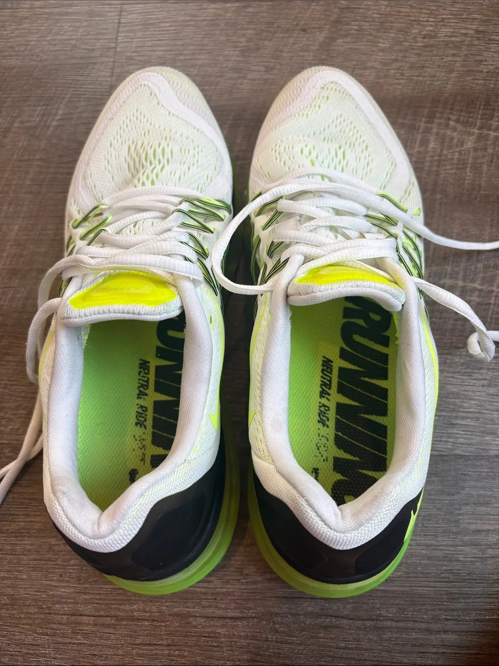 Nike Air Max Running Shoes Men’s 11 White Volt Sneakers 698902-107